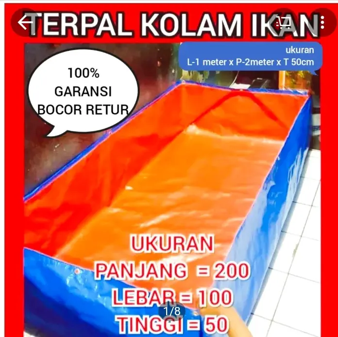 terpal kolam ikan ukuran 200x100x50 bahan a5