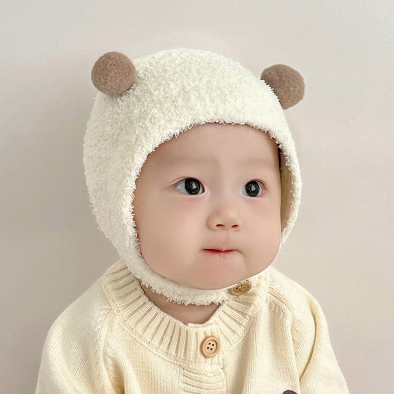 Product Introduction of หมวกป้องกันหูเด็ก วัสดุขนแกะน่ารัก มีปอมปอม สำหรับเด็ก หมวกที่ปิดหูกันหนาว เหมาะสำหรับฤดูหนาว หมวกเด็ก อบอุ่น ผูกได้ สำหรับเด็กชายและเด็กหญิงอายุ 3-24 เดือน หมวกบีนนี่ผ้ากำมะหยี่ทึบ 8