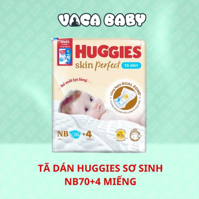 Tã bỉm DÁN sơ sinh Huggies Skin Perfect size NB 70+4 miếng dành cho bé dưới 5kg Women Nữ cho bé Học Sinh