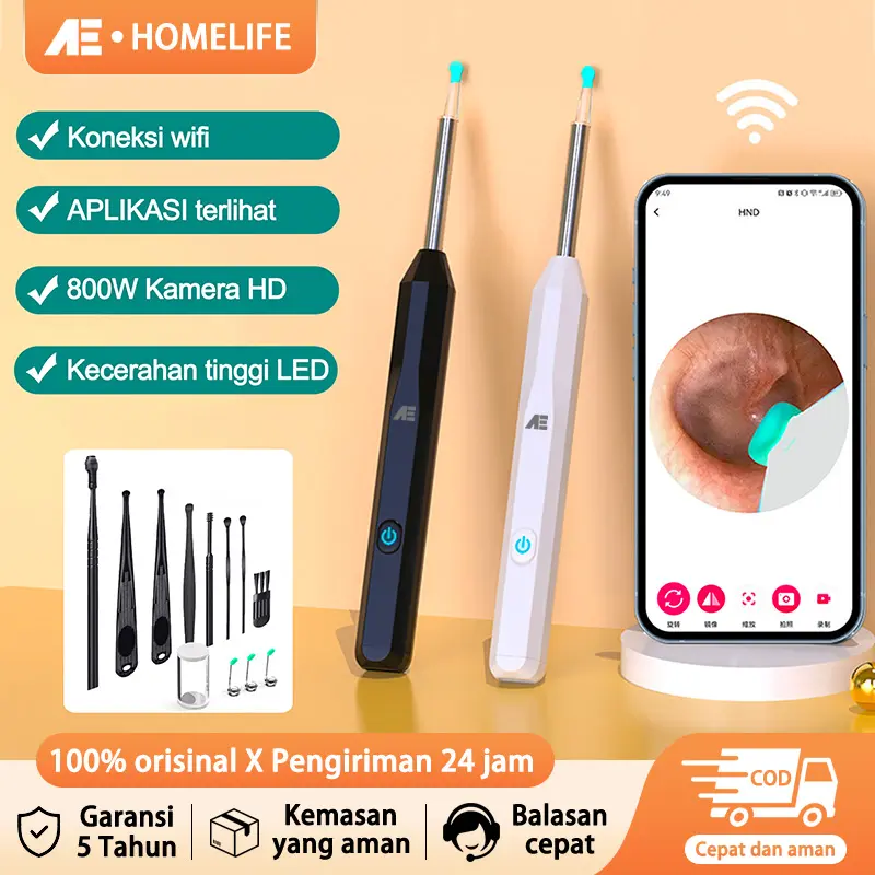 AE HD Korek Kuping Kamera Pembersih Telinga Kamera Korek Pembersih Kuping Bayi WIFI Hubungkan APP Video/Fotografi cotton  bud  telinga 0