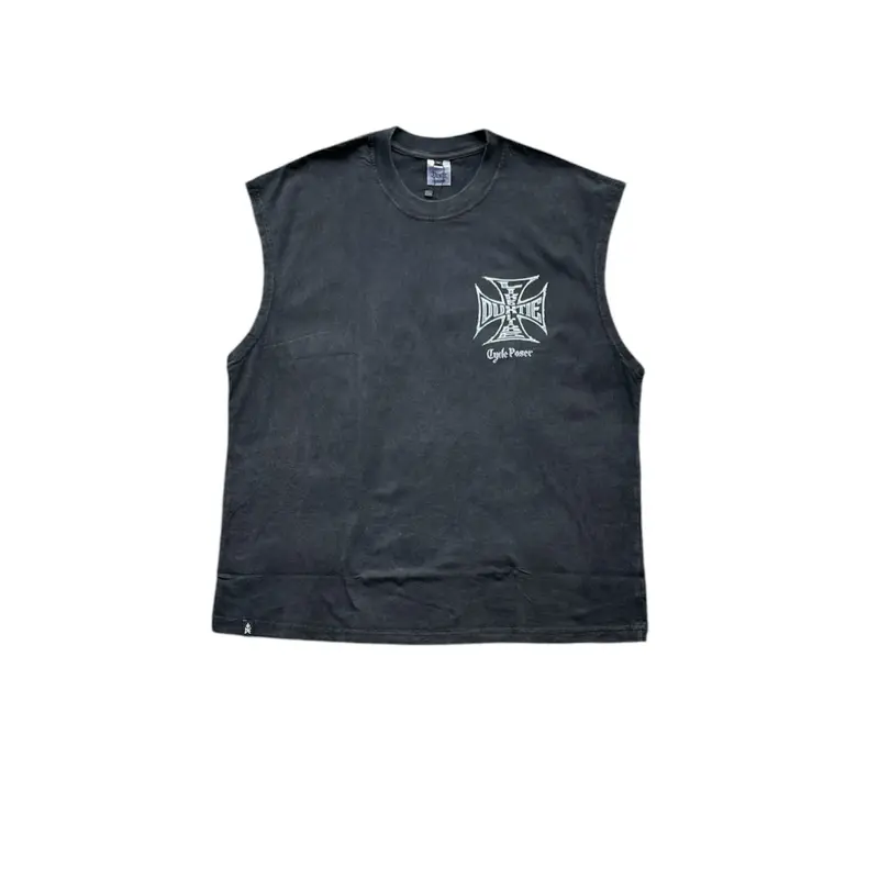 TSO DX CHOPPER WASH // Kaos Tangklong Pria Hitam dengan Logo Iron Cross Stylish Power untuk Gaya Anda