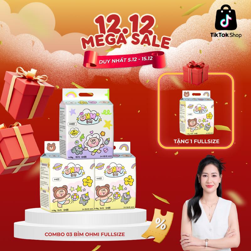   CREATOR   Combo 3 tặng 1 bịch  Bỉm OHMI nội địa Hàn – cao cấp mỏng nhẹ khô thoáng an toàn da bé đủ size 