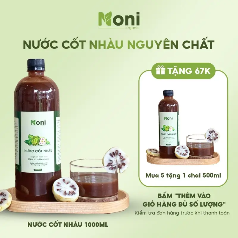 Nước Cốt Nhàu Ngâm Đường Phèn 100% Tự Nhiên, Không Chất Bảo Quản, Tốt Cho Sức Khoẻ, 10 Chai 1000ml Tặng 1000ml 7
