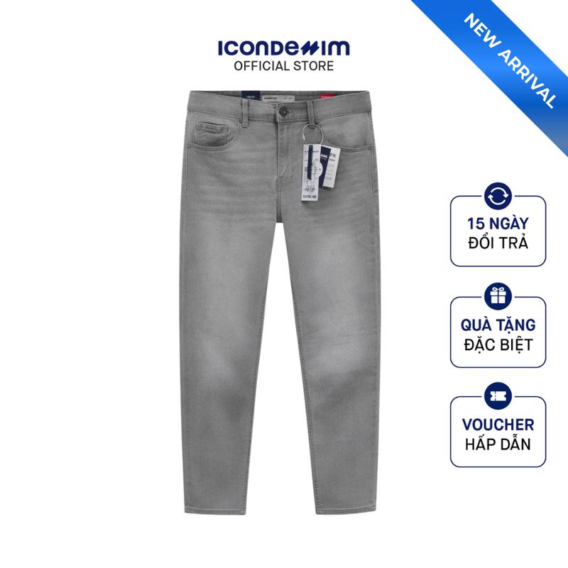 Quần Smart Jeans Nam ICON DENIM Siêu Co Dãn Grey Form Smart Fit QJID0285