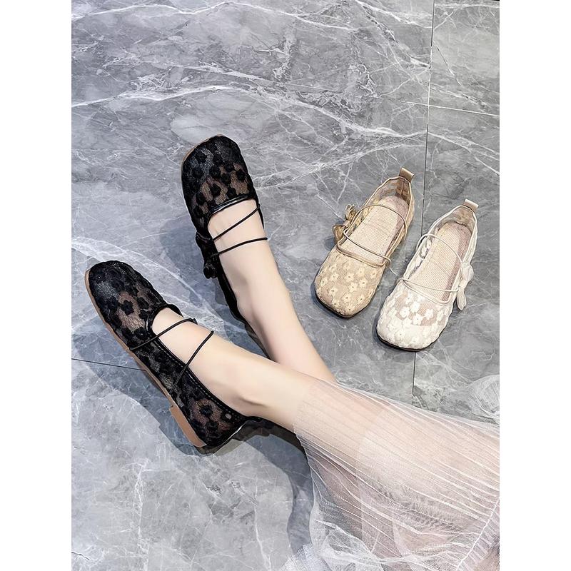 Giày Mary Jane Lười Lưới Thoáng Khí, Dành Cho Nữ, Đế Mềm, Phong Cách Hoang Dã, Giày Đế Bằng, Hàng Mới Về Mùa Hè 2024