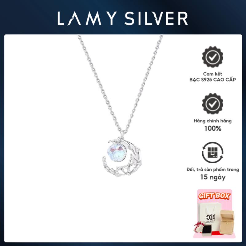 HOT DEAL Dây chuyền nữ LAMY Bạc S925 Moonstone đá mặt trăng lấp lánh Necklace 6068 - Trang Sức LAMY