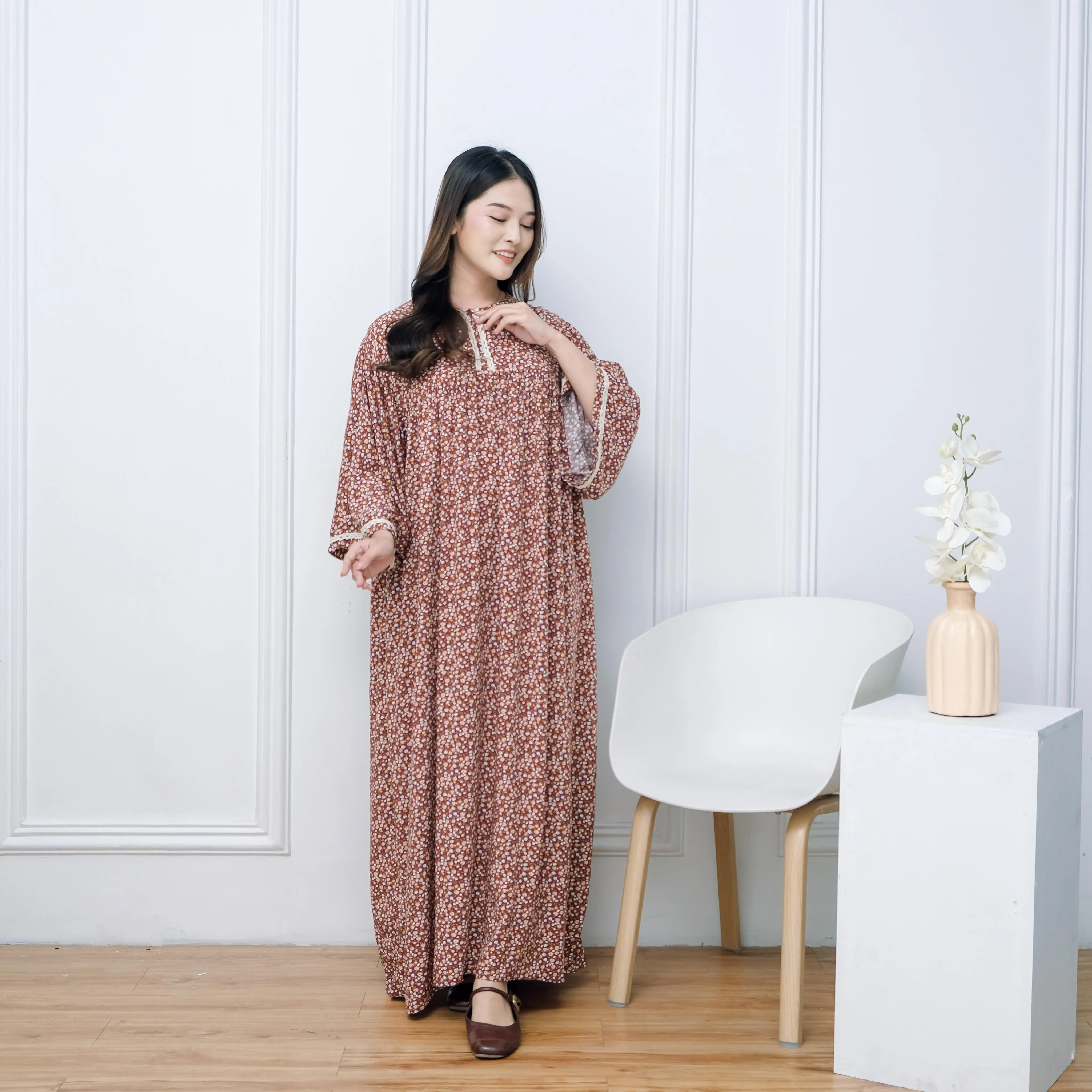 Daster JUMBO Dress Inara BIG SIZE MOTIF & POLOS Bunga Renda dada Wanita Bahan Rayon Nyaman Bumil Busui Midi Panjang Kancing Pendek Kotak daster  dy daster  ld Kimono