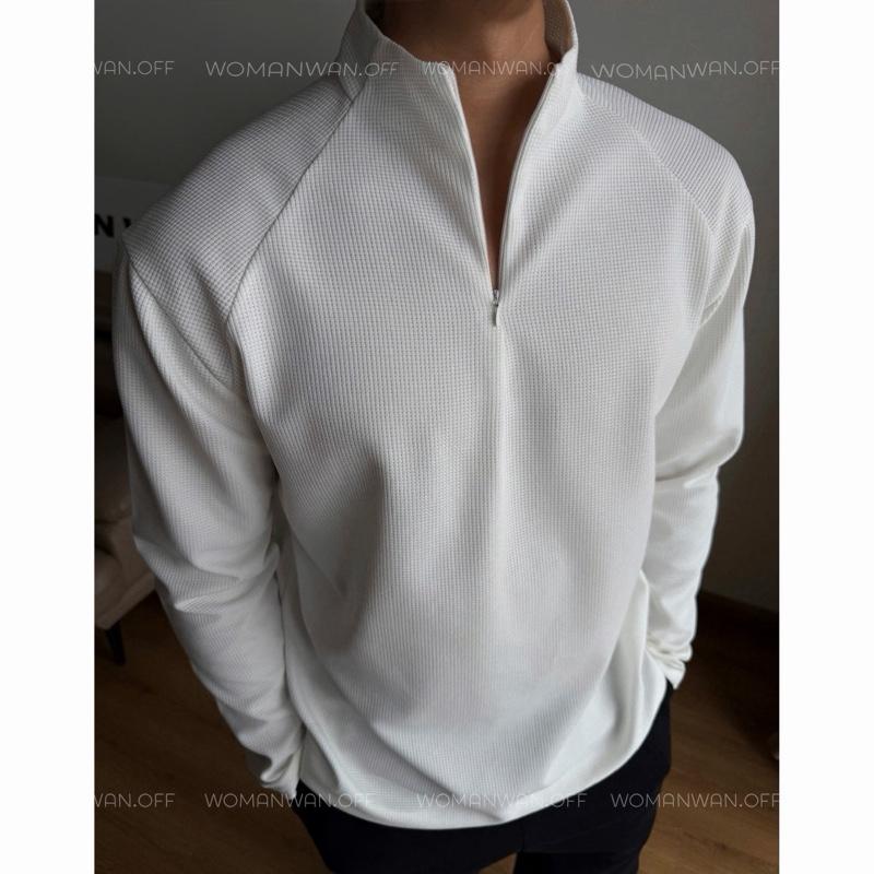   DÀI TAY ZIP HALF  Áo Thun Dài Tay Nam Zip Nửa Khóa – WOMAN WAN Vải Tổ Ong Form Chuẩn Năng Động 