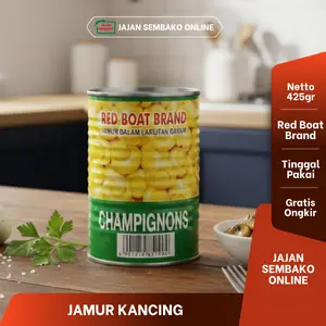 Jamur Kancing Kaleng Champignons 425gr Mushroom red boat brand Choice Whole / Mushroom Slice Siap Pakai Serbaguna