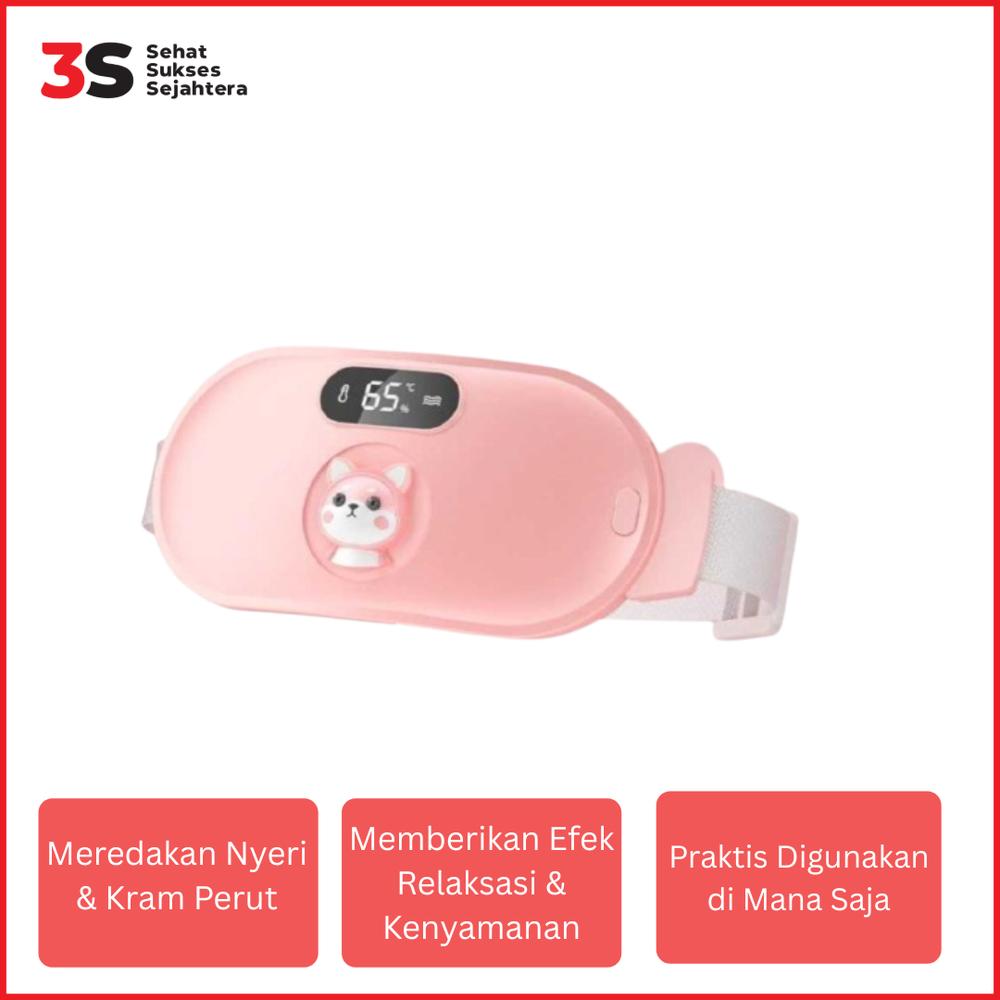 JFactory Alat Pijat Perut Getaran & Penghangat Sabuk Terapi Nyeri Haid Menstruasi Pad Cordless Baterai 1800mAh - 3 Level
