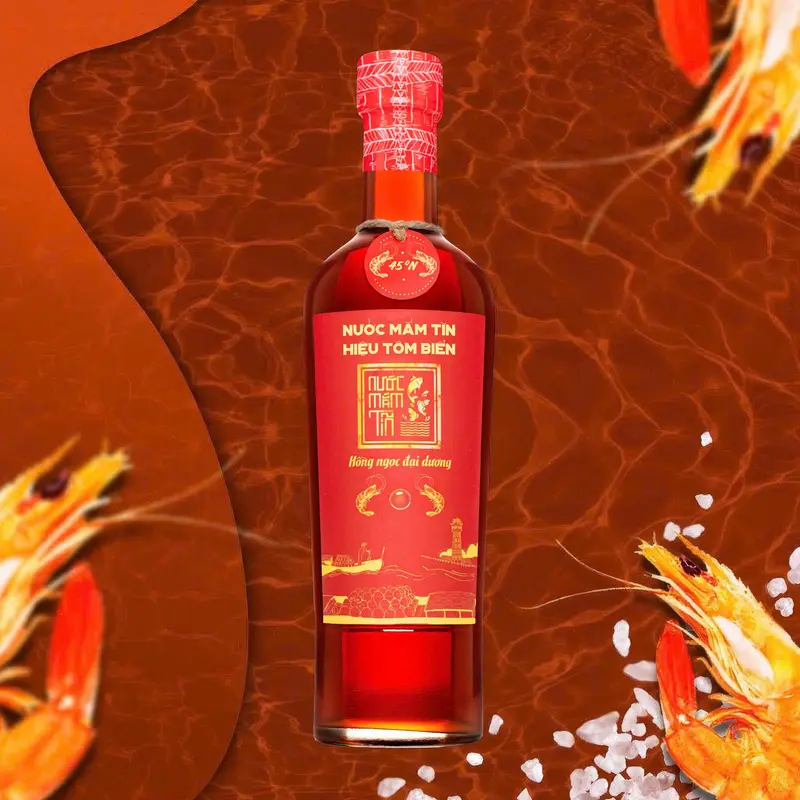 Combo 2 Chai Nước Mắm Tôm Biển độ đạm 45N tự nhiên - Nước Mắm Tĩn 500ml/chai Hồng Ngọc Đại Dương nguyên chất truyền thống sạch - TET 4