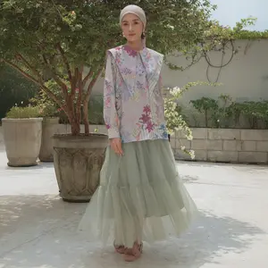 HijabChic Nayara Lavender Bloom Top - Baju Lebaran Floral Lembut Nyaman