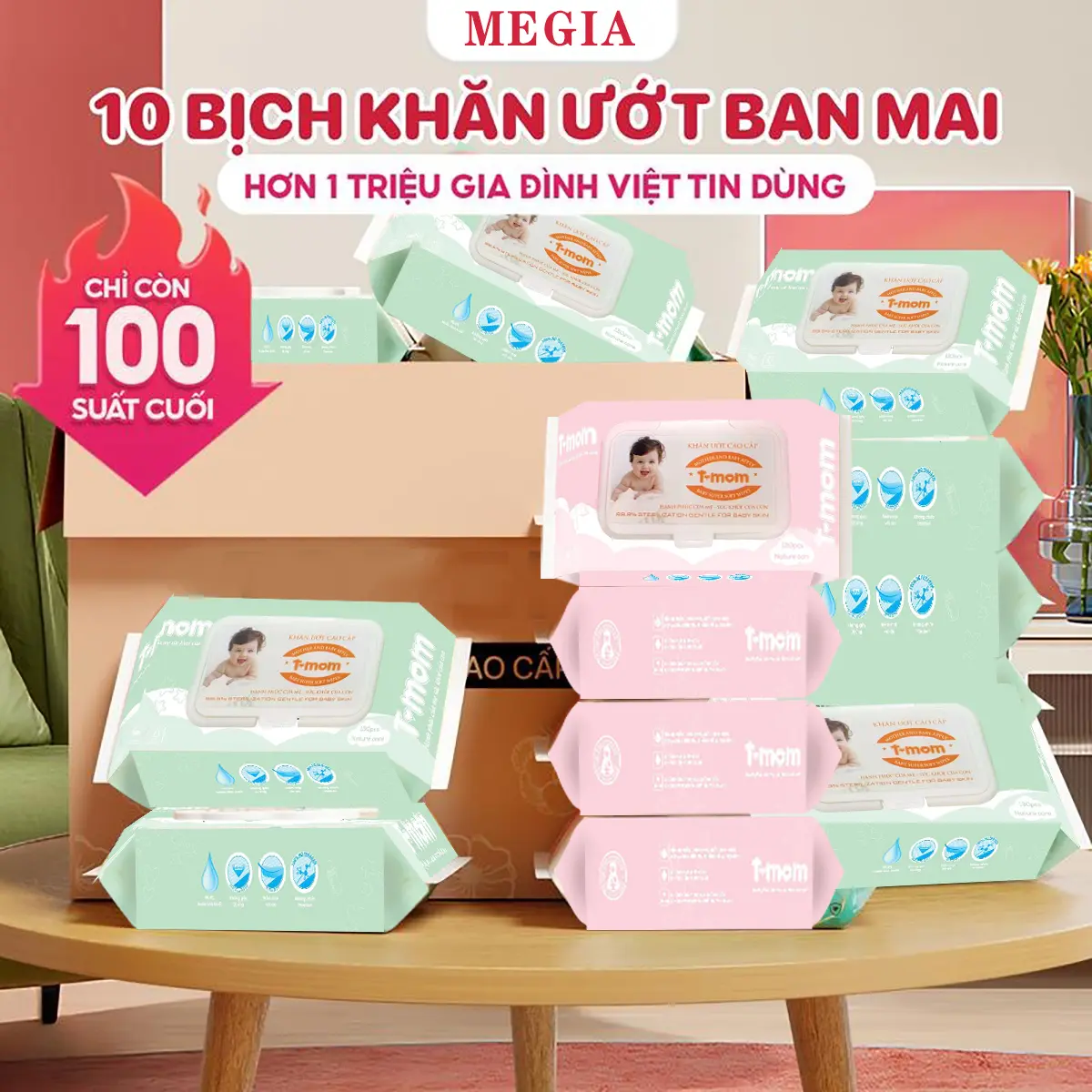 Sơn Megia, Loại Thùng 10 Gói, 80 Tờ, Không Có Chất Tạo Mùi-hương Cao Cấp