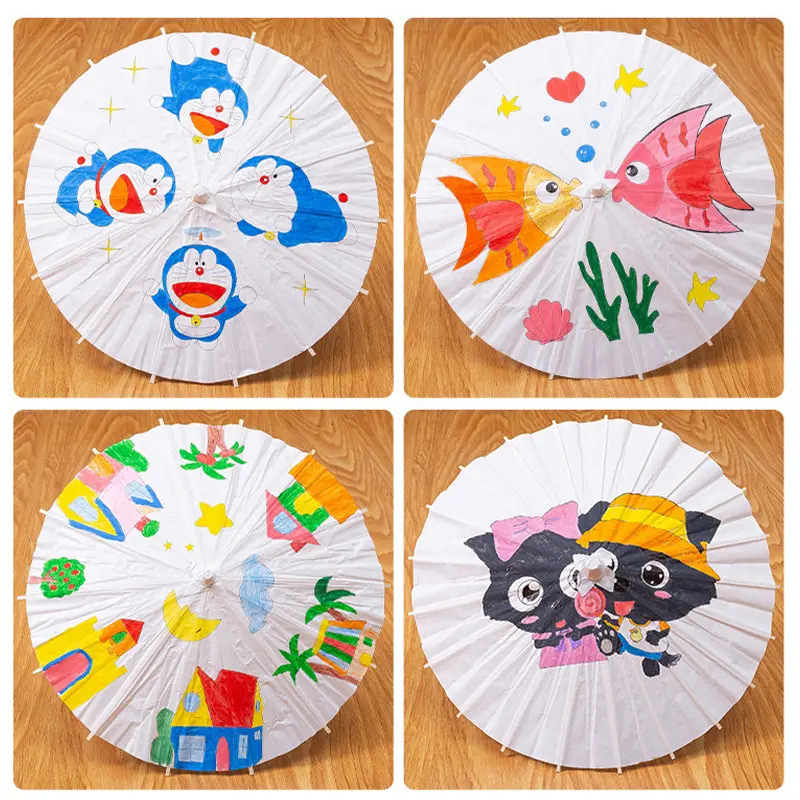 Payung Kertas Putih Kosong Ukuran Beragam Kegiatan Melukis Anak DIY Kerajinan Tangan Pendidikan Seni Keluarga Alat Kreatif Belajar Menggambar Bahan Ramah Lingkungan