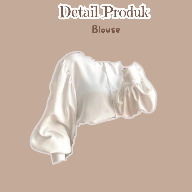 One Set Outfit Wanita Berlapis Blouse Lucu Shakilla  & Rok A Payung & Hijab Bahan Premium  CO LR34 2