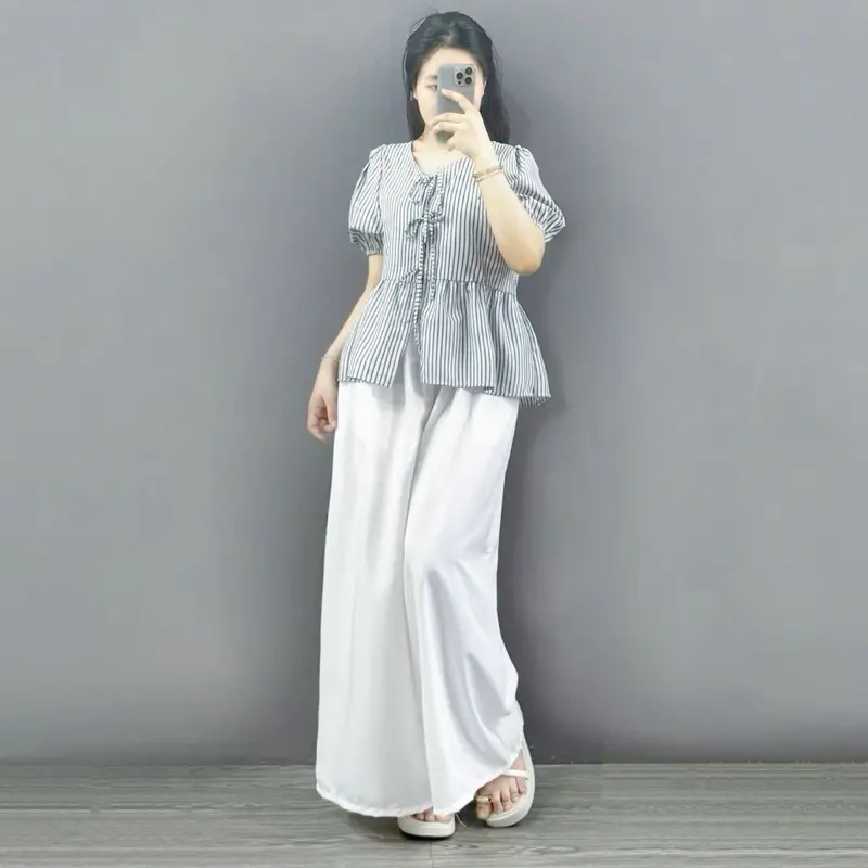 Set Bigsize Hè Trẻ Trung (CÓ LẺ ÁO/ QUẦN), Áo Babydoll Tay Bồng Mix Quần Suông Ống SIÊU RỘNG Tôn Dáng Cho Chị Em Chuppy (58-92Kg)- A190 Q530 | BigBuy360 - bigbuy360.vn Set Bigsize Hè Trẻ Trung (CÓ LẺ ÁO/ QUẦN), Áo Babydoll Tay Bồng Mix Quần Suông Ống SIÊU RỘNG Tôn Dáng Cho Chị Em Chuppy (58-92Kg)- A190 Q530 | BigBuy360 - bigbuy360.vn