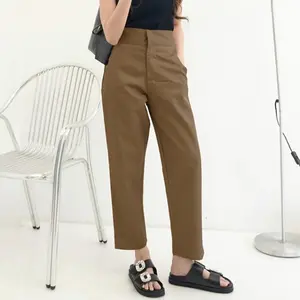 Basic Celana kerja panjang wanita baggy pants resleting + pinggang karet Nyaman Santai Formal Kantor casual