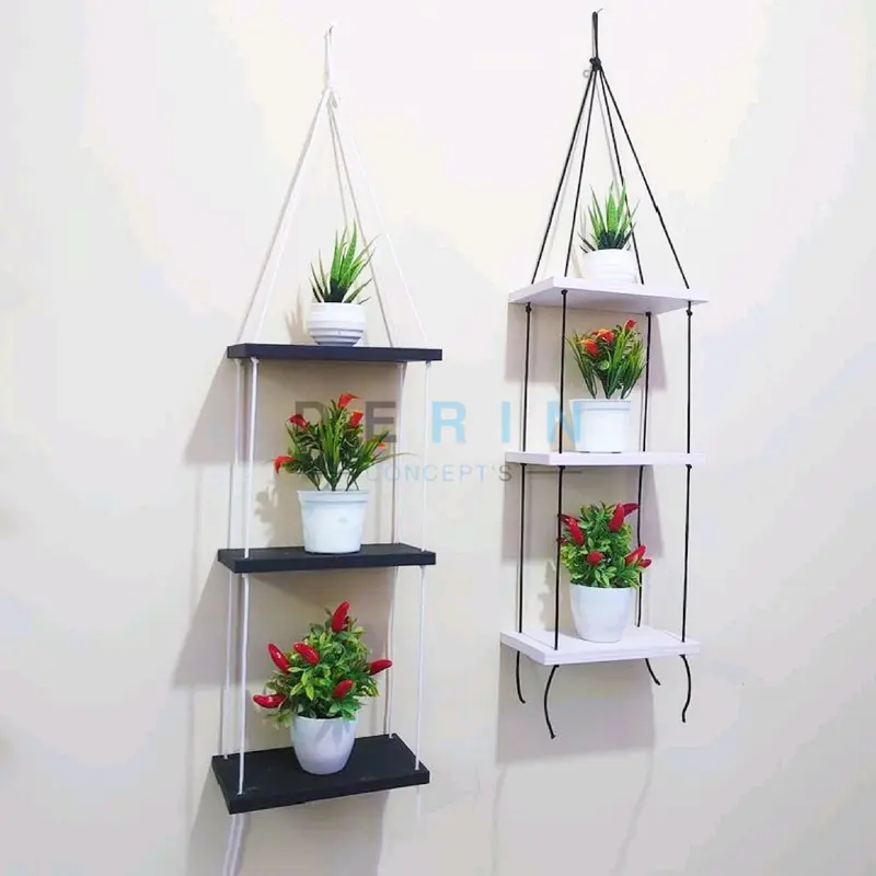 Rak Susun Dekorasi Hiasan Dinding Tali Gantung Serbaguna Model Minimalis Kekinian Furniture Rumah Modern 0