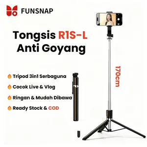 FUNSNAP Tongsis R1S Tripod Bluetooth 3in1 | Remote Lepas 360° | Ringan Portable untuk Travel Vlog HP Semua Jenis