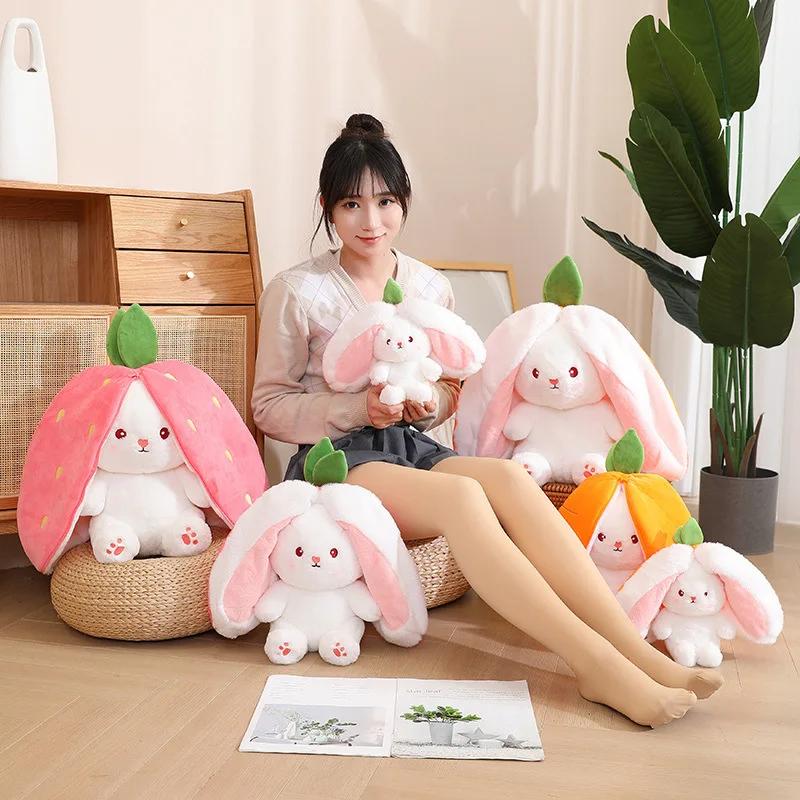 Product Introduction of ASMR Carrot Rabbit Plush Toy Cute Doll Doll Anxiety Relief Strawberry Pillow Children's Gift Bedroom Decoration 15