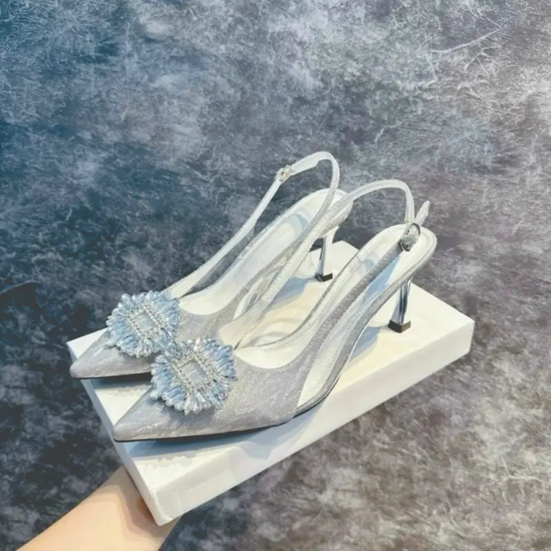 giày cao gót nữ mũi nhọn chất kim tuyến đính đá mặt trời sang chảnh cá tính [ Form chuẩn size ] Shoes xinh ( TC 35 )