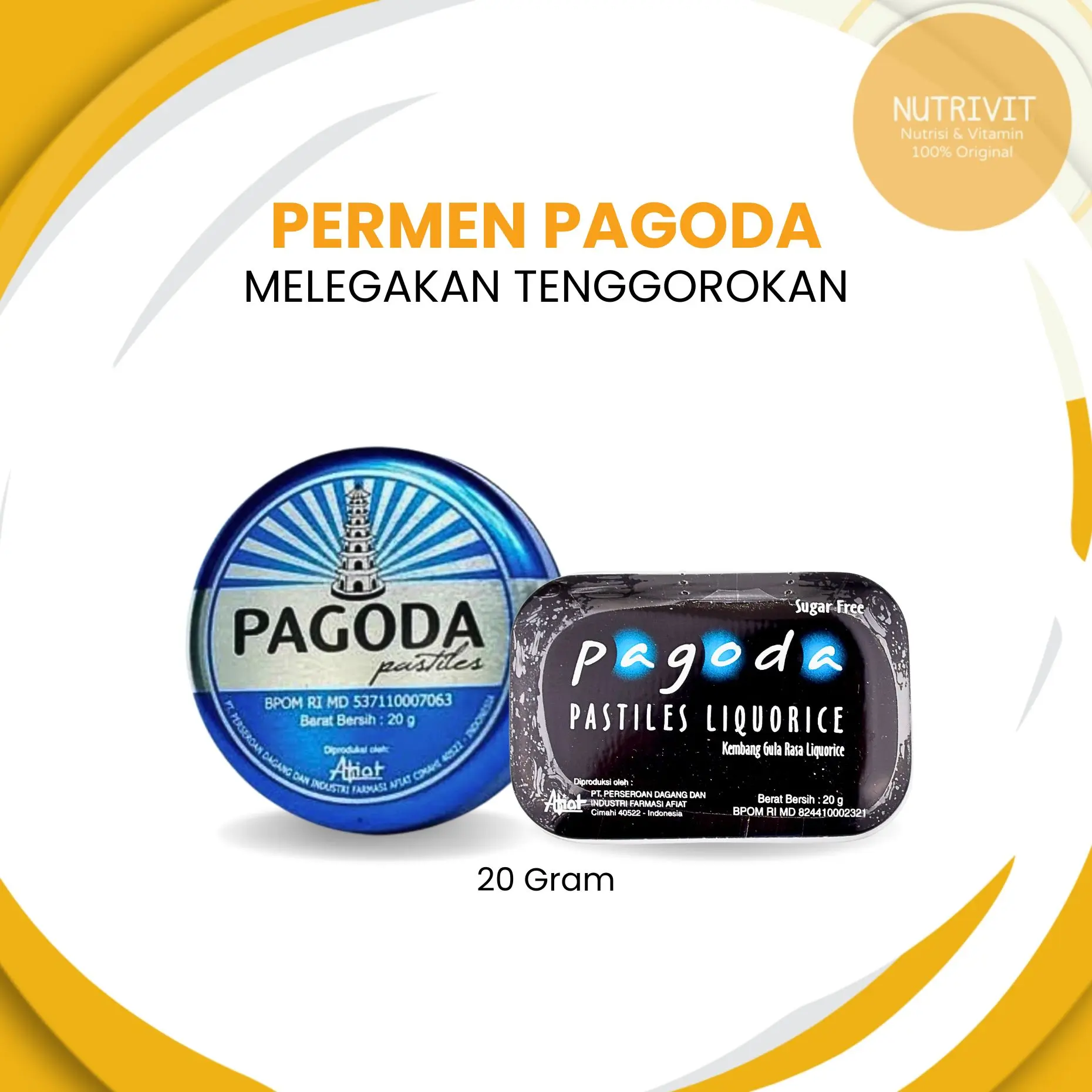 Permen Pagoda Pastiles Mint (biru)/ Liquorice (hitam) 20gr - Varian -