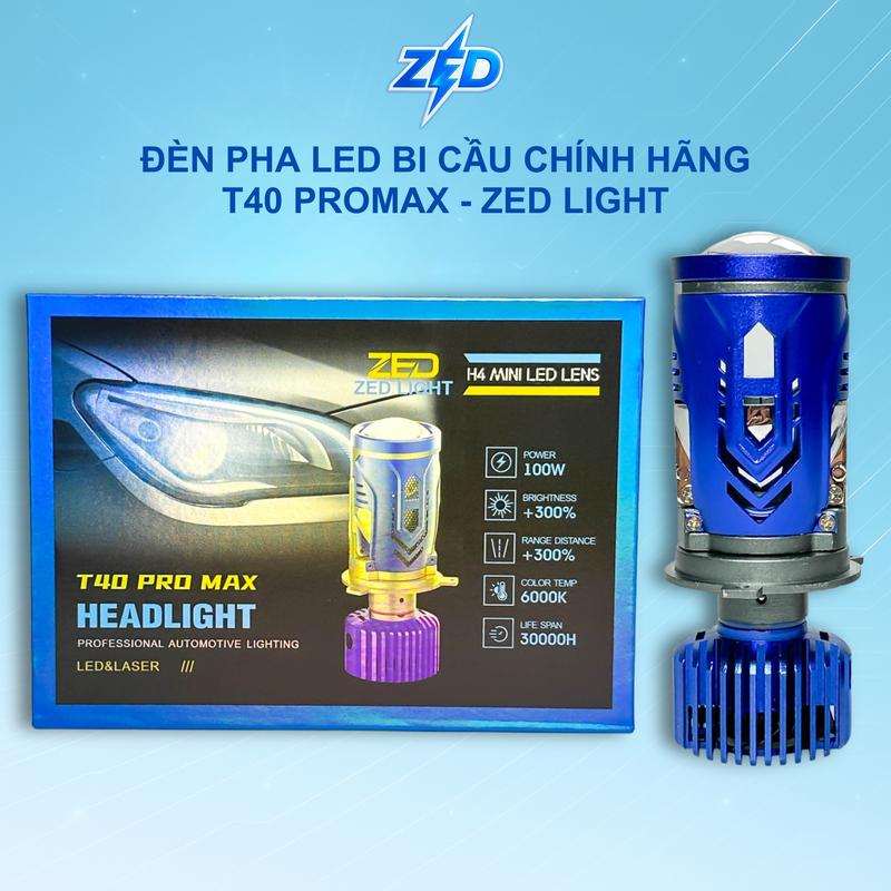 Đèn Pha LED Bi Cầu Mini T40 PROMAX ZED LIGHT - 100W Siêu sáng Chiếu Xa Trên 150m - Chuyên Lắp Oto,Xe Máy Chân H4 - Bảo Hành 2 Năm