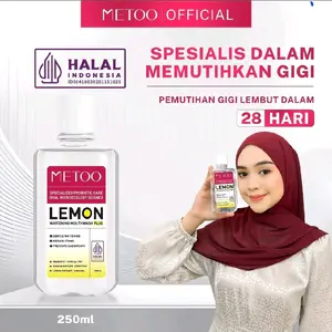 Meeto Mountwash Lemon 250ml Halal Indonesia Spesialis Memutihkan Gigi Lembut Dalam 28 Hari
