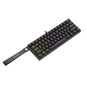 AJAZZ NK61 有線ゲーミングメカニカルキーボード 新しい赤軸 軽量ボディ オフィス用キーボード 61キー 小型構成 ポータブル 22キー パンチフリー ABS 平型キーキャップ 耐摩耗性と耐久性 プラグアンドプレイ ゲームとオフィスに適用する