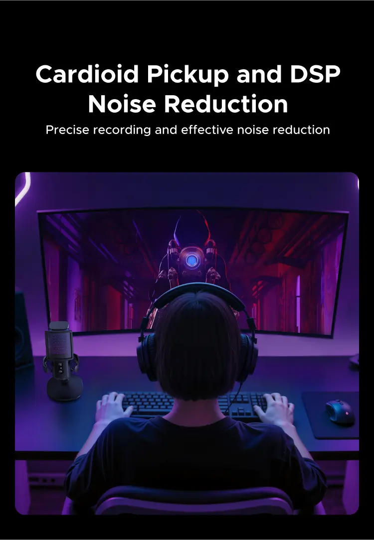 Product Introduction of UGREEN, Micro chuyên nghiệp RGB, Giảm tiếng ồn DSP, Hiệu ứng đèn RGB 96kHz/24-bit, Dành cho Game, Compatible with Windows & MacOS 6