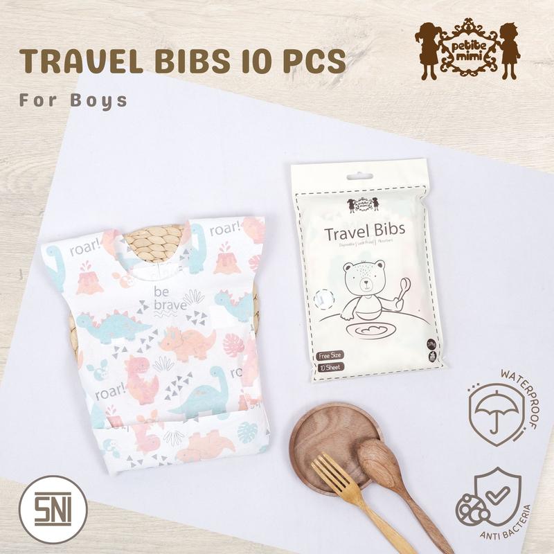 Petite Mimi Travel Disposable Baby Bibs - Celemek Makan Bayi Dapet 10 per Pack - SNI Waterproof 3