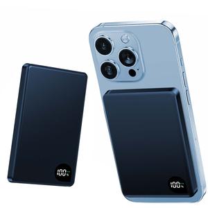iPhone16/15/14/13/12シリーズ用の磁気ポータブル充電器、USB-Cケーブル付きの5000 mAhワイヤレスパワーバンク、磁気バッテリーパック