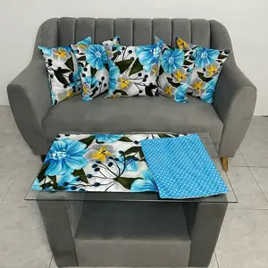 Sofa set taplak persegi 1 set dapat 5 sarung bantal ukuran 40x40 cm 1 taplak meja persegi ukuran 108 x 40 cm bahan kain katun disperse aneka motif