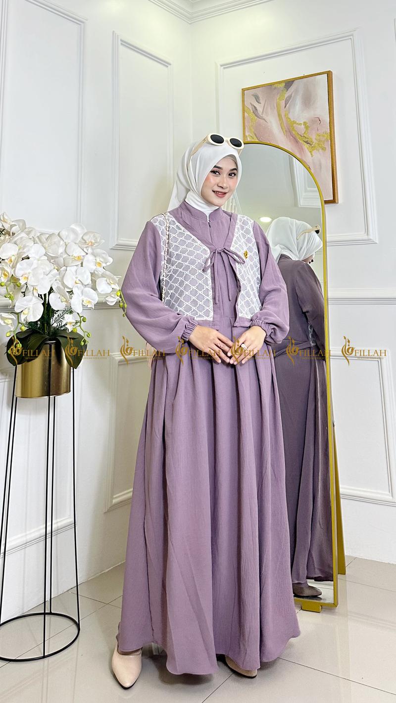 Product Introduction of Qiana Dress Gamis Wanita Terbaru 2025 Gamis elegant Gamis Brukat Gamis kombinasi  Brukat Tile 1