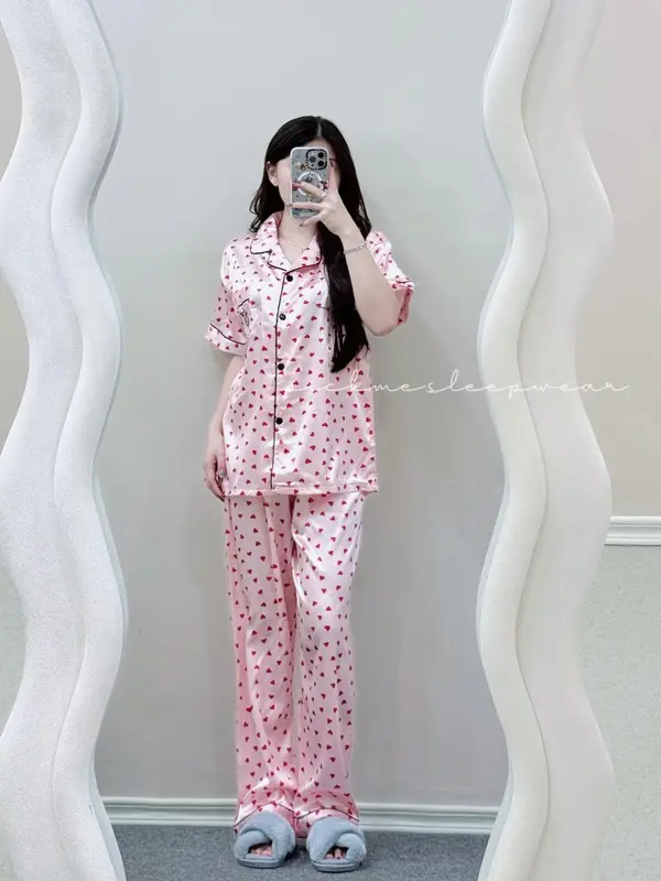 [PickMe] #A32  Baju tidur lengan pendek stelan oneset wanita baju tidur satin lengan pendek 4