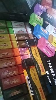 Product Review of 1 pack isi 40 pcs penghapus kecil/eraser warna warni joyko er-110 murah Stationery Pensil Hitam from A**8 0