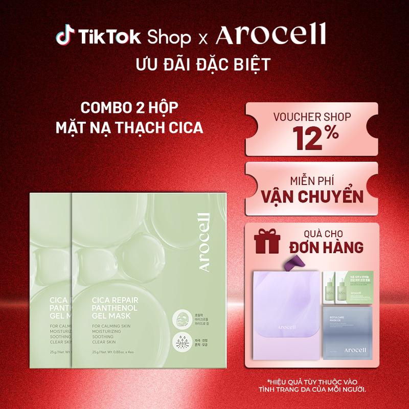   AROCELL  COMBO TẶNG NÀNG Mặt nạ thạch Cica làm dịu và phục hồi Arocell Cica Repair Panthenol Gel Mask 1 hộp 4 miếng 