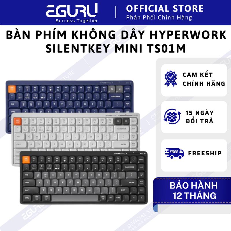 Bàn phím không dây HyperWork SilentKey Mini TS01M | Hạn chế tiếng ồn khi gõ phím - Thời lượng pin sử dụng 40 ngày - Bảo hành 12 tháng chính hãng ban phim