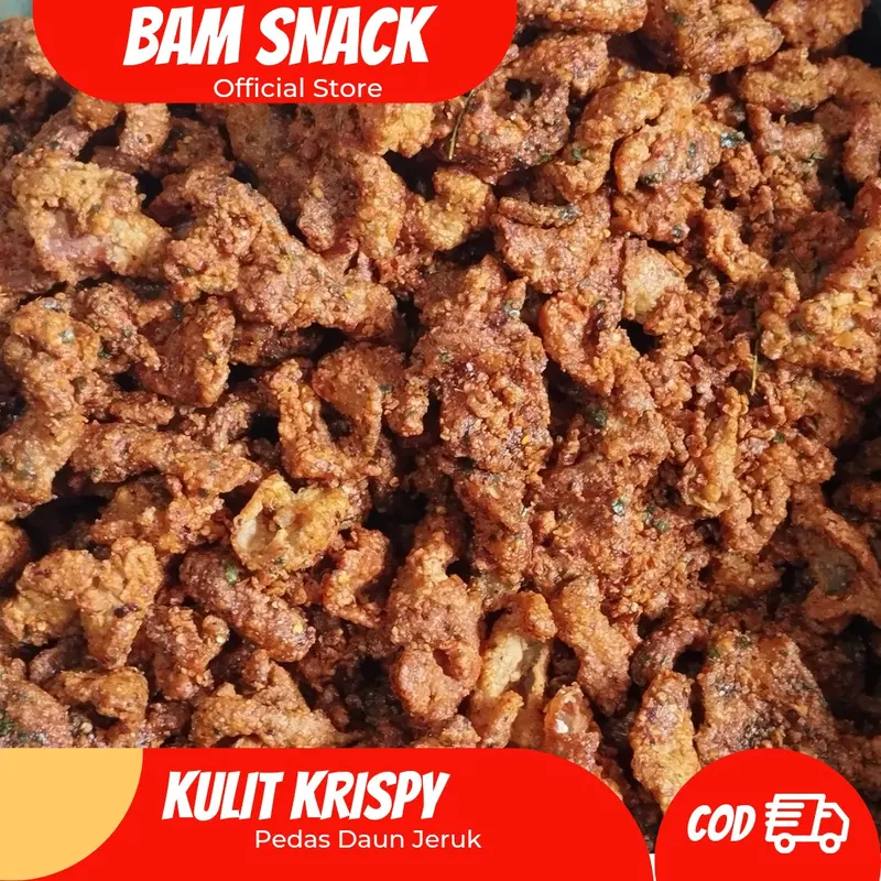 1KG Kulit Ayam Krispy BAM SNACK Rasa Original dan Pedas Daun jeruk Crispy cemilan Snacks Food Keripik 0