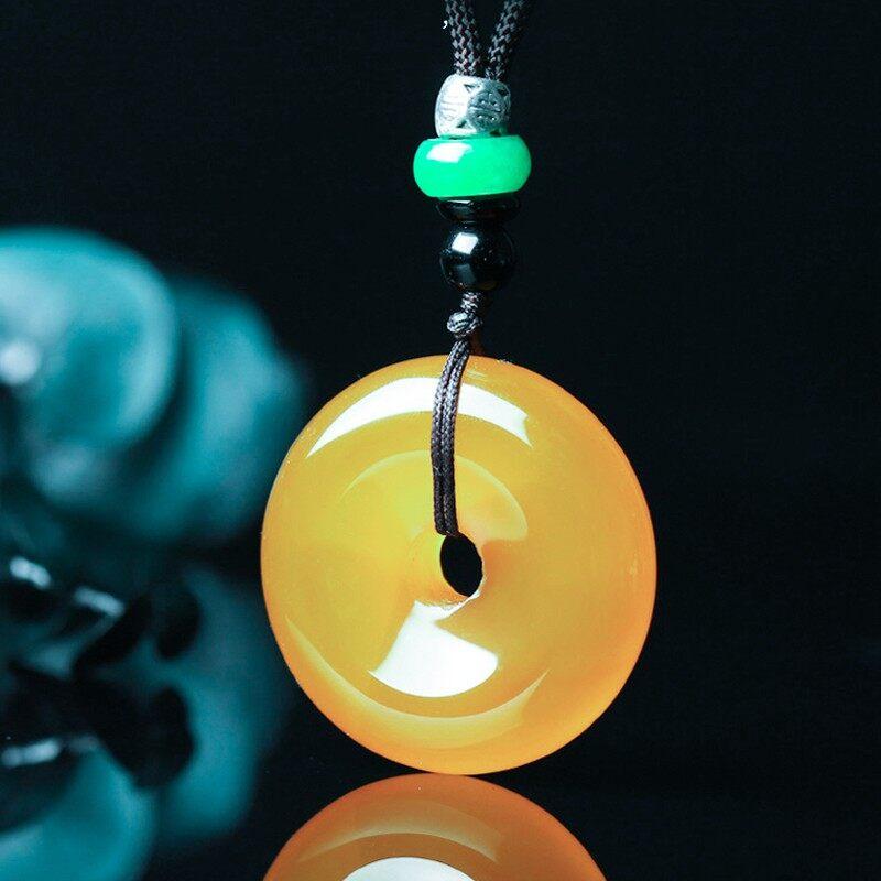 Product Introduction of Warm male big white pendant men and women couple pendant Necklace safety buckle lucky pendant ( Free Rope ) 14