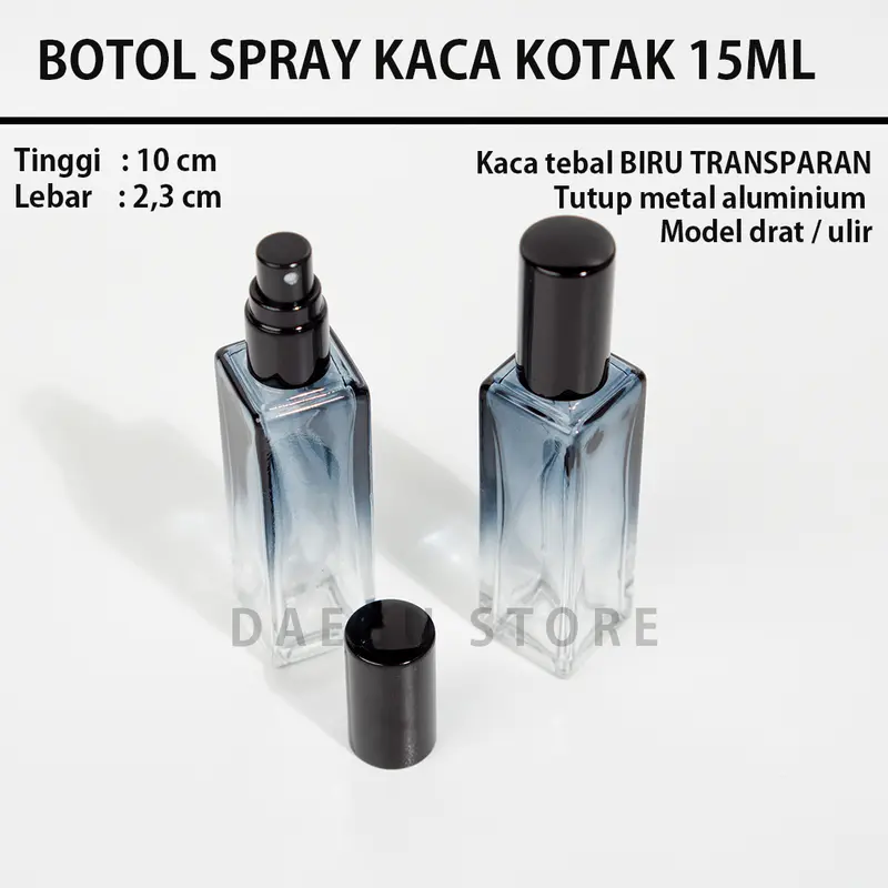 Botol Parfum Spray Kaca Tebal - BIRU TRANSPARAN Refill Tester Mini Discovery Set 3