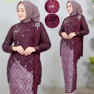 set kebaya tunik rosalie baju kurung wisuda terbaru / set baju kurung melayu / set tunik modern Kondangan Tile Kondangan Payet Mutiara Kombinasi Cantik Bawahan Lilit Pesta Setelan Atasan Dress Brokat Batik Wanita Lamaran Mewah Remaja Seragam