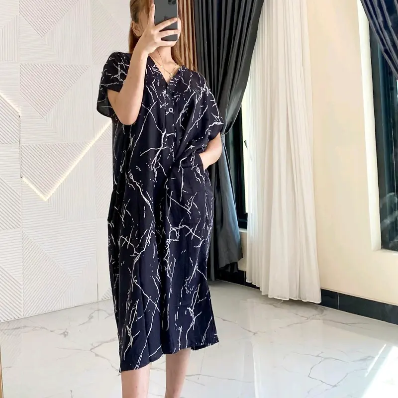 Diora Dress Daster Busui Friendly Kancing - Daster Rayon Busui Bumil Motif 4