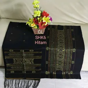 Set bahan sutra benang kristal+selendang tenunan