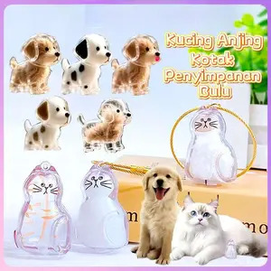 Kotak penyimpanan bulu anjing transparan/pengumpul bulu kucing peliharaan memorial anak kucing/gantungan kunci liontin