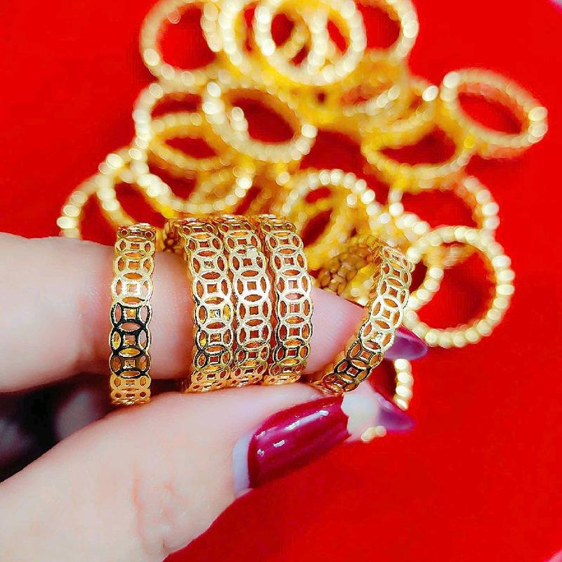 Nhẫn kim tiền xi mạ 18k trang sức phụ kiện xi mạ Nam nữ sản phẩm chỉ là trang sức phụ kiện không phải vàng thật Thiết kế TH