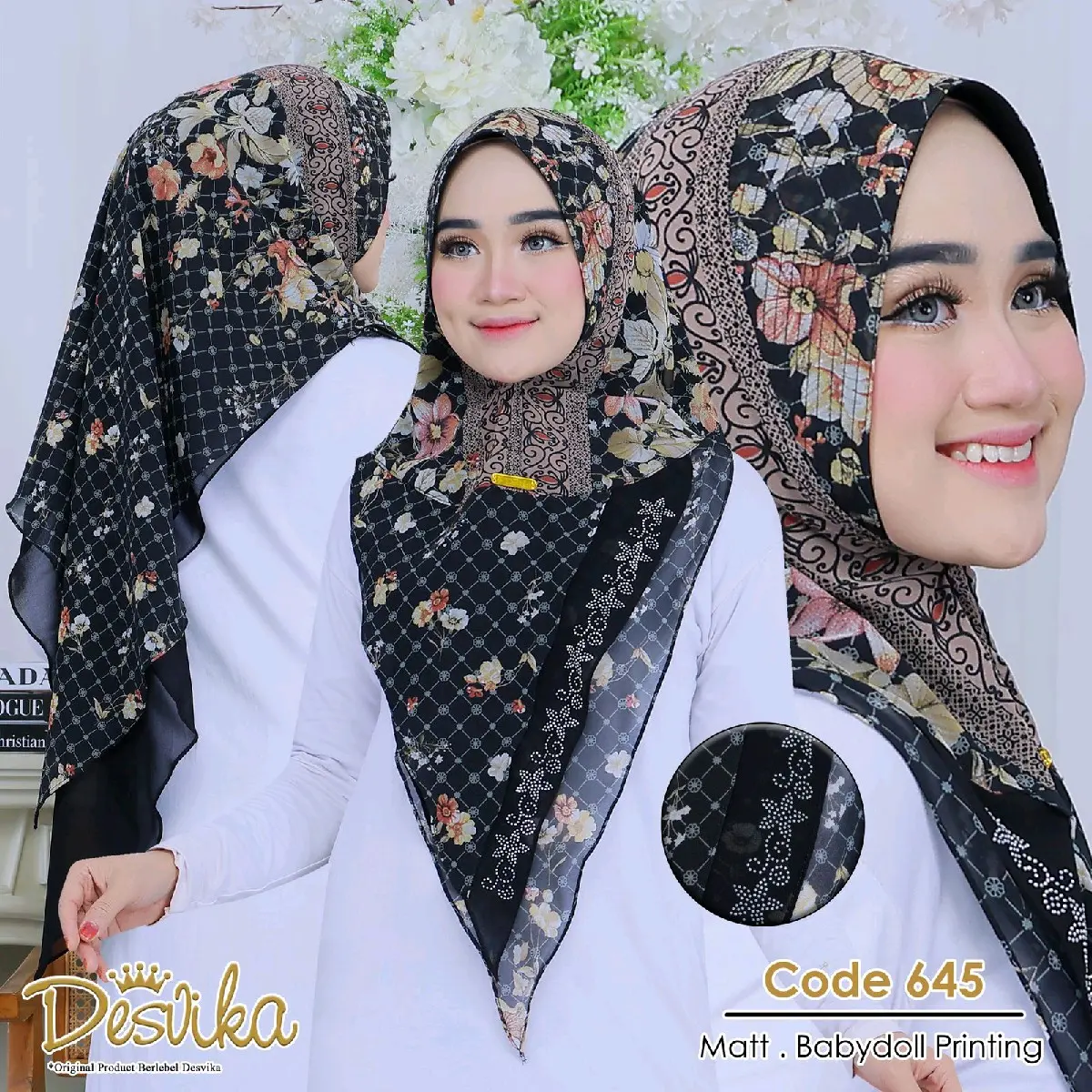 DESVIKA Khimar ceruty babydoll printing kode 645