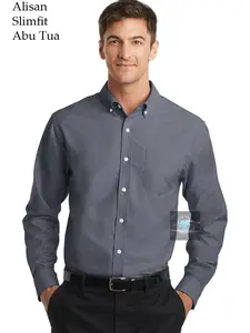 Alisan Kemeja Polos Lengan Panjang ABU TUA BIRU MUDA H-hitam PUTIH MAROON - Size M L XL XXL Katun Nyaman Original SLIM FIT