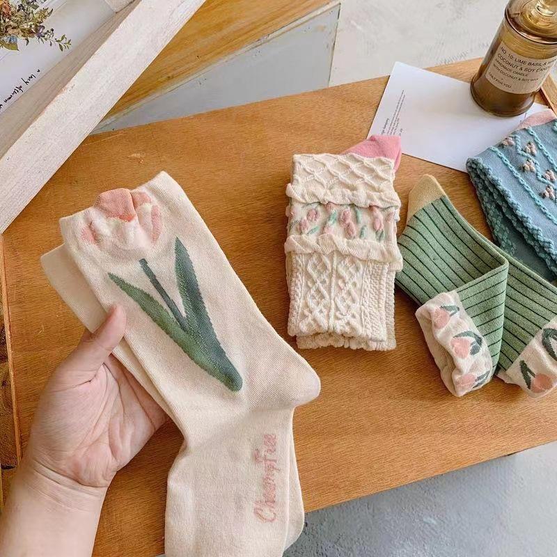 Product Introduction of Tất Nữ, 4 Đôi, Xu Hướng Hoa Phong Cách Hàn Quốc, Tất Cotton Thường Ngày Cho Bé Gái, Xếp Nếp, Xếp Ly, Dễ Thương Và Ngọt Ngào, Thoáng Khí, Tất Phi Hành Đoàn Kawaii Cho Bé Gái 16