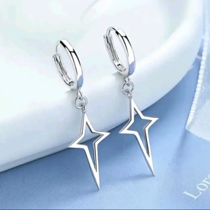 Anting Liontin Bintang Pria Wanita Gaya HIP-HOP Model Terbaru Anti Karat Bisa Bayar Di Tempat Earrings Silver